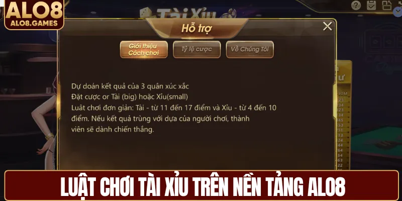 Luật chơi tài xỉu trên nền tảng ALO8